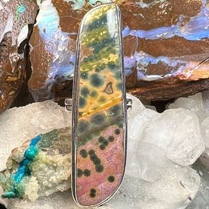 Large ocean jasper size 8.5 ring